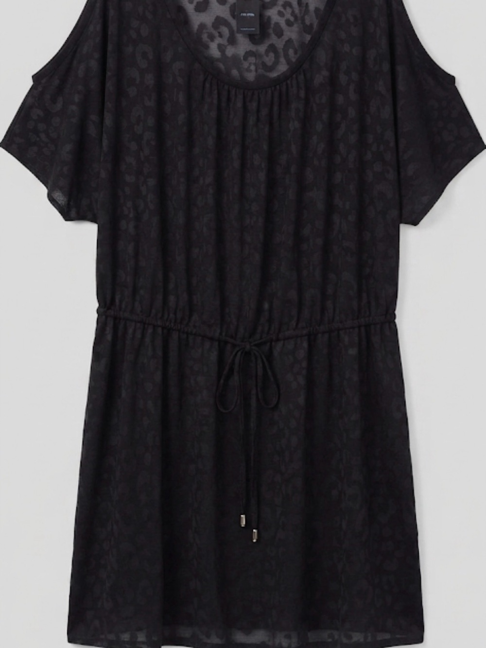 Catalina sheer leopard print Black Cold-Shoulder cover up